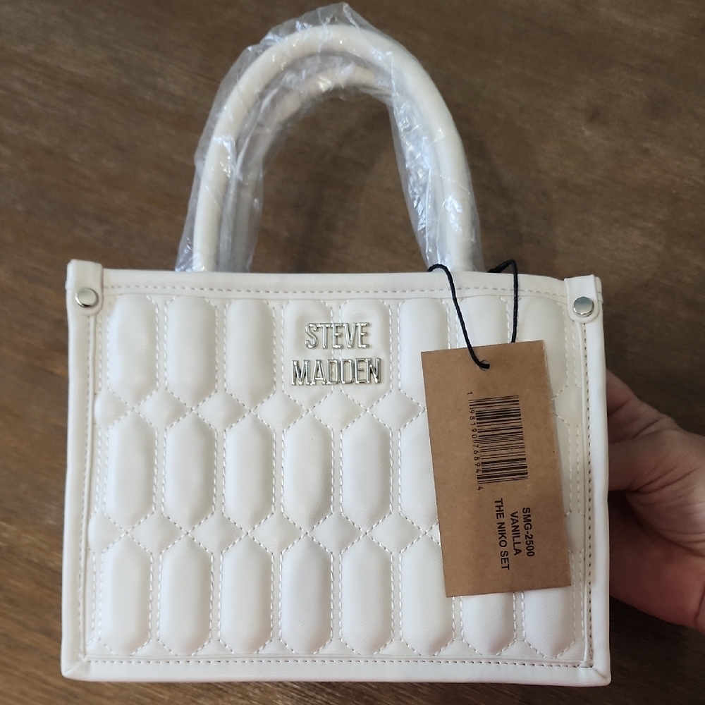 Steve Madden Cream Quilted Mini Bag